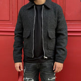 JACKET RETRO NOIR EN LAINE.