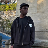 VESTE NOIR CŒUR BLANC.