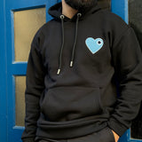 SWEAT NOIR CŒUR BLEU