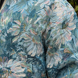 VESTE FLEUR BLEU TURQUOISE