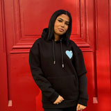 SWEAT NOIR CŒUR BLEU