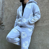 ENSEMBLE JOGGING FLEURS GRIS
