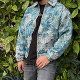 VESTE FLEUR BLEU TURQUOISE